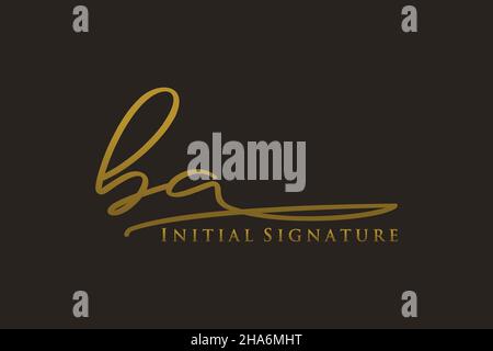 BA Letter Signature Logo Template Elegantes Design-Logo. Handgezeichnete Kalligraphie Schriftzug Vektor Illustration. Stock Vektor