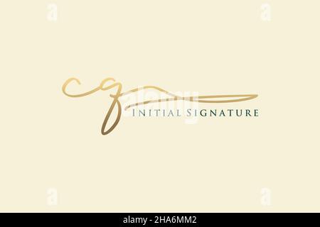 CQ Letter Signature Logo Template Elegantes Design-Logo. Handgezeichnete Kalligraphie Schriftzug Vektor Illustration. Stock Vektor