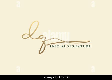 DQ Letter Signature Logo Template Elegantes Design-Logo. Handgezeichnete Kalligraphie Schriftzug Vektor Illustration. Stock Vektor