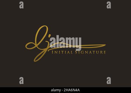 DJ Letter Signature Logo Template Elegantes Design-Logo. Handgezeichnete Kalligraphie Schriftzug Vektor Illustration. Stock Vektor