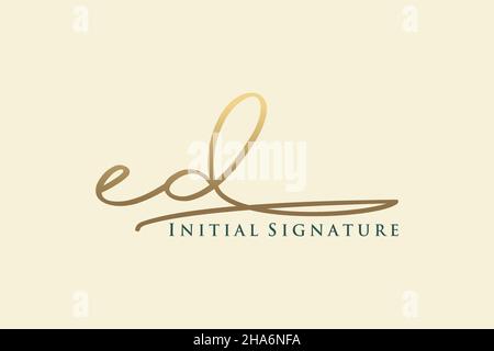 Ed Letter Signature Logo Template Elegantes Design-Logo. Handgezeichnete Kalligraphie Schriftzug Vektor Illustration. Stock Vektor