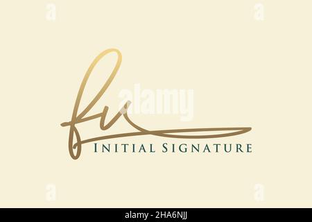 FV Letter Signature Logo Template Elegantes Design-Logo. Handgezeichnete Kalligraphie Schriftzug Vektor Illustration. Stock Vektor