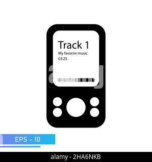 Ein einfacher Musik-Player mit Display und Tasten. Auf dem Bildschirm werden Informationen zum wiedergegebenen Musiktitel angezeigt. Vektorgrafik. Stock Vektor