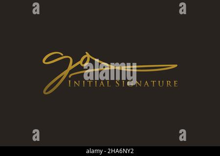 GO Letter Signature Logo Template Elegantes Design-Logo. Handgezeichnete Kalligraphie Schriftzug Vektor Illustration. Stock Vektor