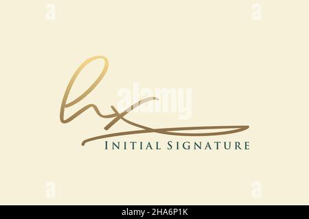 HX Letter Signature Logo Template Elegantes Design-Logo. Handgezeichnete Kalligraphie Schriftzug Vektor Illustration. Stock Vektor