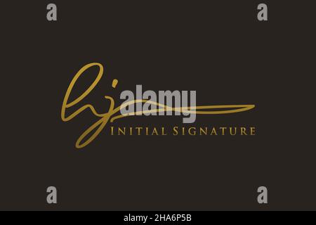 HJ Letter Signature Logo Template Elegantes Design-Logo. Handgezeichnete Kalligraphie Schriftzug Vektor Illustration. Stock Vektor