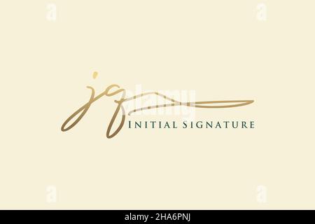 JQ Letter Signature Logo Template Elegantes Design-Logo. Handgezeichnete Kalligraphie Schriftzug Vektor Illustration. Stock Vektor