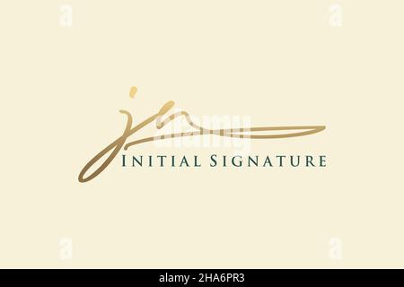 JN Letter Signature Logo Template Elegantes Design-Logo. Handgezeichnete Kalligraphie Schriftzug Vektor Illustration. Stock Vektor