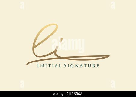 LI Letter Signature Logo Template Elegantes Design-Logo. Handgezeichnete Kalligraphie Schriftzug Vektor Illustration. Stock Vektor