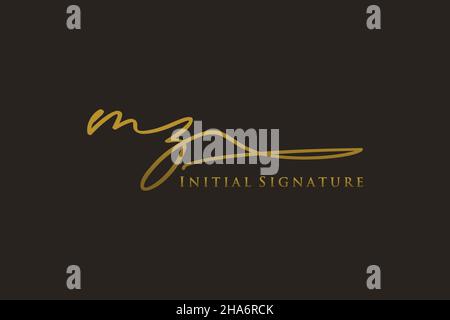 MZ Letter Signature Logo Template Elegantes Design-Logo. Handgezeichnete Kalligraphie Schriftzug Vektor Illustration. Stock Vektor