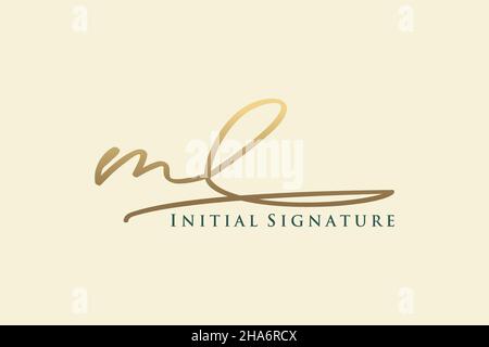 ML Letter Signature Logo Template Elegantes Design-Logo. Handgezeichnete Kalligraphie Schriftzug Vektor Illustration. Stock Vektor