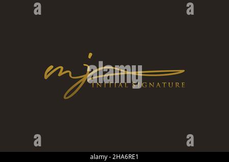 MJ Letter Signature Logo Template Elegantes Design-Logo. Handgezeichnete Kalligraphie Schriftzug Vektor Illustration. Stock Vektor