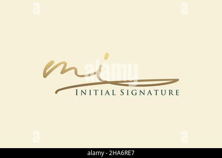 MI Letter Signature Logo Template Elegantes Design-Logo. Handgezeichnete Kalligraphie Schriftzug Vektor Illustration. Stock Vektor