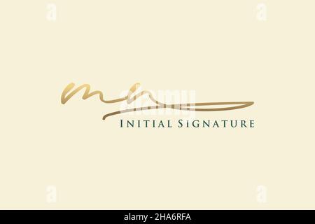 MN Letter Signature Logo Template Elegantes Design-Logo. Handgezeichnete Kalligraphie Schriftzug Vektor Illustration. Stock Vektor