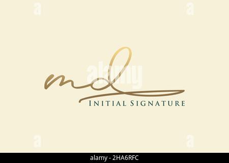 MD Letter Signature Logo Template Elegantes Design-Logo. Handgezeichnete Kalligraphie Schriftzug Vektor Illustration. Stock Vektor