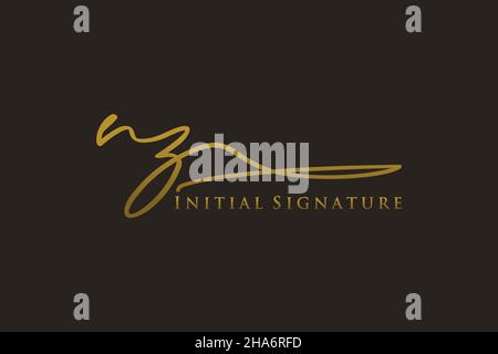 NZ Letter Signature Logo Template Elegantes Design-Logo. Handgezeichnete Kalligraphie Schriftzug Vektor Illustration. Stock Vektor