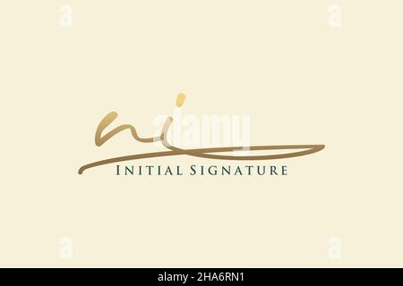 NI Letter Signature Logo Template Elegantes Design-Logo. Handgezeichnete Kalligraphie Schriftzug Vektor Illustration. Stock Vektor