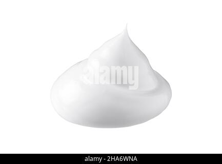 Weiße kosmetische Creme Muster auf weißem Hintergrund. Hautpflegelotion, Gesichtsmaske Blob. bb cc Creme Textur. Stockfoto