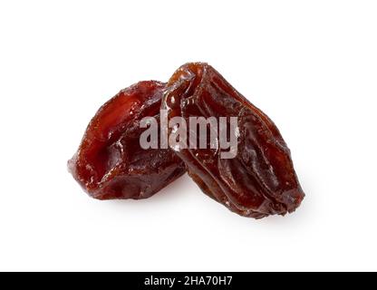 Rosinen auf weißem Hintergrund.Stapeln fokussieren. Stockfoto