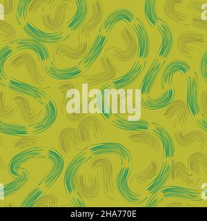 Abstrakter Pinsel markiert ein nahtloses Vektormuster in Grün Stock Vektor