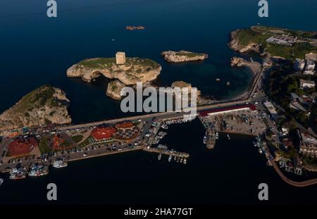 Drohnenschießen das Schloss sile und seine Umgebung, sile, istanbul, türkei Stockfoto