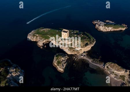 Drohnenschießen das Schloss sile und seine Umgebung, sile, istanbul, türkei Stockfoto