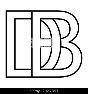 Logo-Zeichen db bd-Symbolzeichen, Zeilensprungbuchstaben d b Stock Vektor