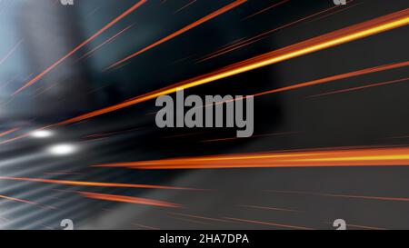 3D Darstellung von Lichtstrahlen beschleunigen Bewegung Hintergrund Stockfoto
