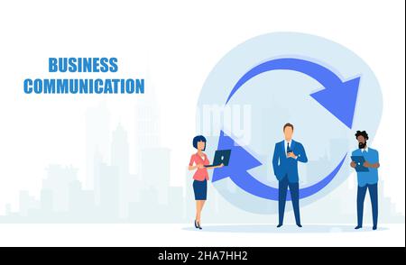 Vektor von Geschäftsleuten, die Web-Kommunikations-Tools verwenden Stock Vektor