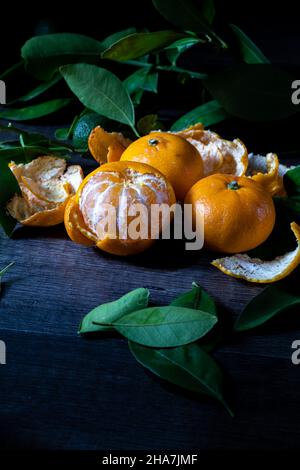 Baby Orange Santang Madu ist eine Art Orange aus China mit einem süßen Geschmack und verlockenden Aroma. Diese Frucht wird oft während des chinesischen Neujahrs ce verzehrt Stockfoto