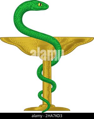 Schale von Hygienia Snake Medizinische Apotheke Schild Stock Vektor