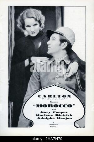 MARLENE DIETRICH und GARY COOPER in MAROKKO 1930 Regisseur JOSEF von STERNBERG Paramount Picters Stockfoto
