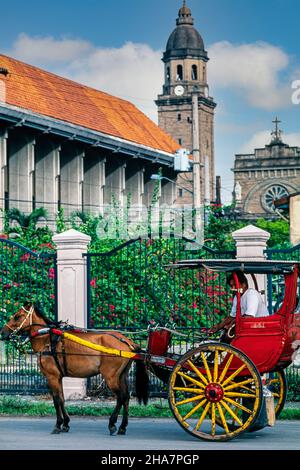 Kalesa und Fahrer, Intramuros, Manila, Philippinen Stockfoto