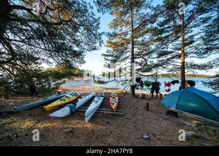 Morgen auf der Insel Skorvan, Kirkkonummi, Finnland Stockfoto