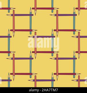 Vektor Nahtloses Muster mit Farbstiften. Mit Kreuzstiften gestalten. Stock Vektor