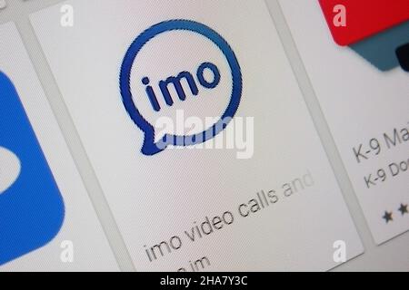 Ivanovsk, Russland - 28. November 2021: imo-Videoanrufe-App auf dem Display des Tablet-PCs. Stockfoto