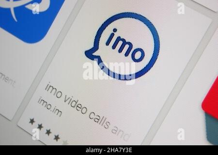 Ivanovsk, Russland - 28. November 2021: imo-Videoanrufe-App auf dem Display des Tablet-PCs. Stockfoto