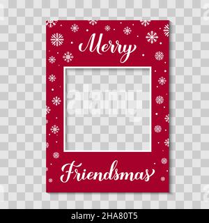 Fröhliche Friendsmas Fotokabine Rahmen auf transparentem Hintergrund. Weihnachts-Party-Fotopapier-Requisiten. Vektorvorlage. Stock Vektor