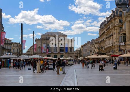 Der Place de La Comedie in Montpellier. In Frankreich Stockfoto