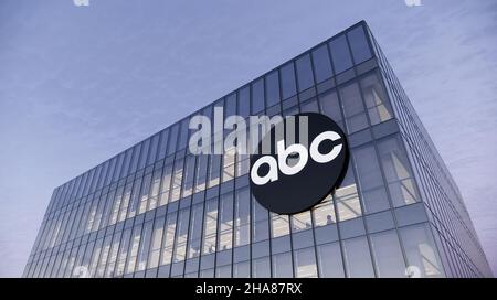 New York, NY, USA. 17. Oktober 2021, nur redaktionelle Verwendung, 3D CGI. ABC American Broadcasting Company ist ein multinationales kommerzielles Fernsehsendeunternehmen Stockfoto