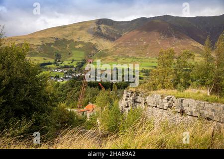 Großbritannien, Cumbria, Allerdale, Keswick, Threlkeld, Blencathra ‘Saddleback’ vom Museumsgelände des Steinbruchs Stockfoto