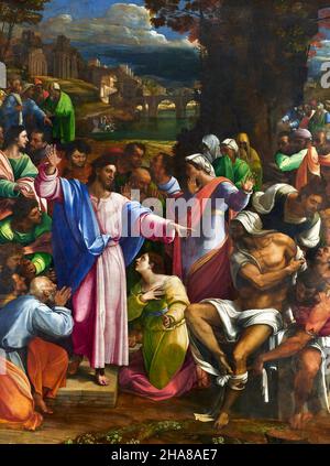 Die Auferweckung des Lazarus durch den italienischen Maler, Sebastiano del Piombo (c. 1485-1547), Öl auf Leinwand, aus Holz übertragen, c. 1517-19 Stockfoto