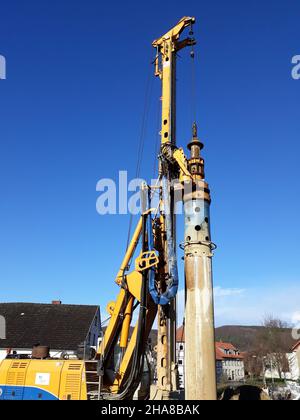 Baumaschine im Einsatz. Kalletal, Deutschland Stockfoto