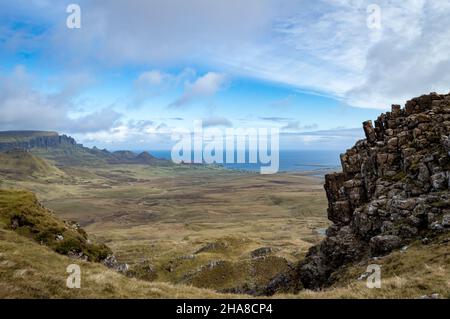 Blick von trotternish Ridge, Isle of Skye, Schottland - dramatische Wolken Stockfoto