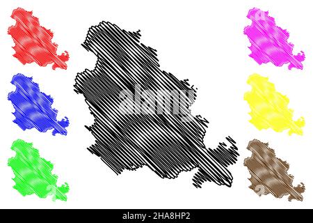 Kendujhar Bezirk (Odisha Staat, Republik von Indien) Karte Vektor Illustration, scribble Skizze Keonjhar Karte Stock Vektor