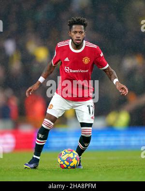 Fred von Manchester United während des Spiels in der Premier League in Carrow Road, Norwich. Bilddatum: Samstag, 11. Dezember 2021. Stockfoto