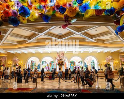 Las Vegas, MAI 15 2021 – farbenfrohe Glaskunst des Bellagio Hotel and Casino Stockfoto