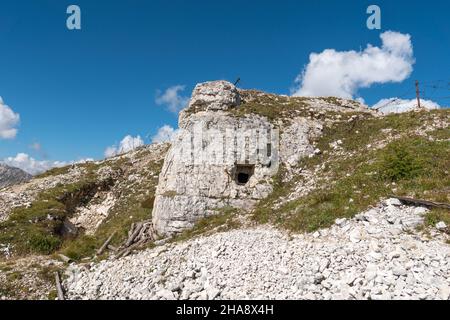 Monte Piano, Reste des Weltkrieges, Dolomiti, Italien Stockfoto