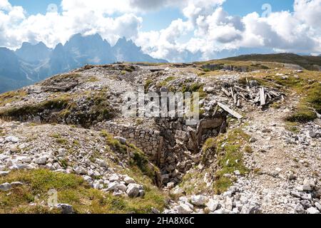 Monte Piano, Reste des Weltkrieges, Dolomiti, Italien Stockfoto