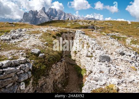 Monte Piano, Reste des Weltkrieges, Dolomiti, Italien Stockfoto